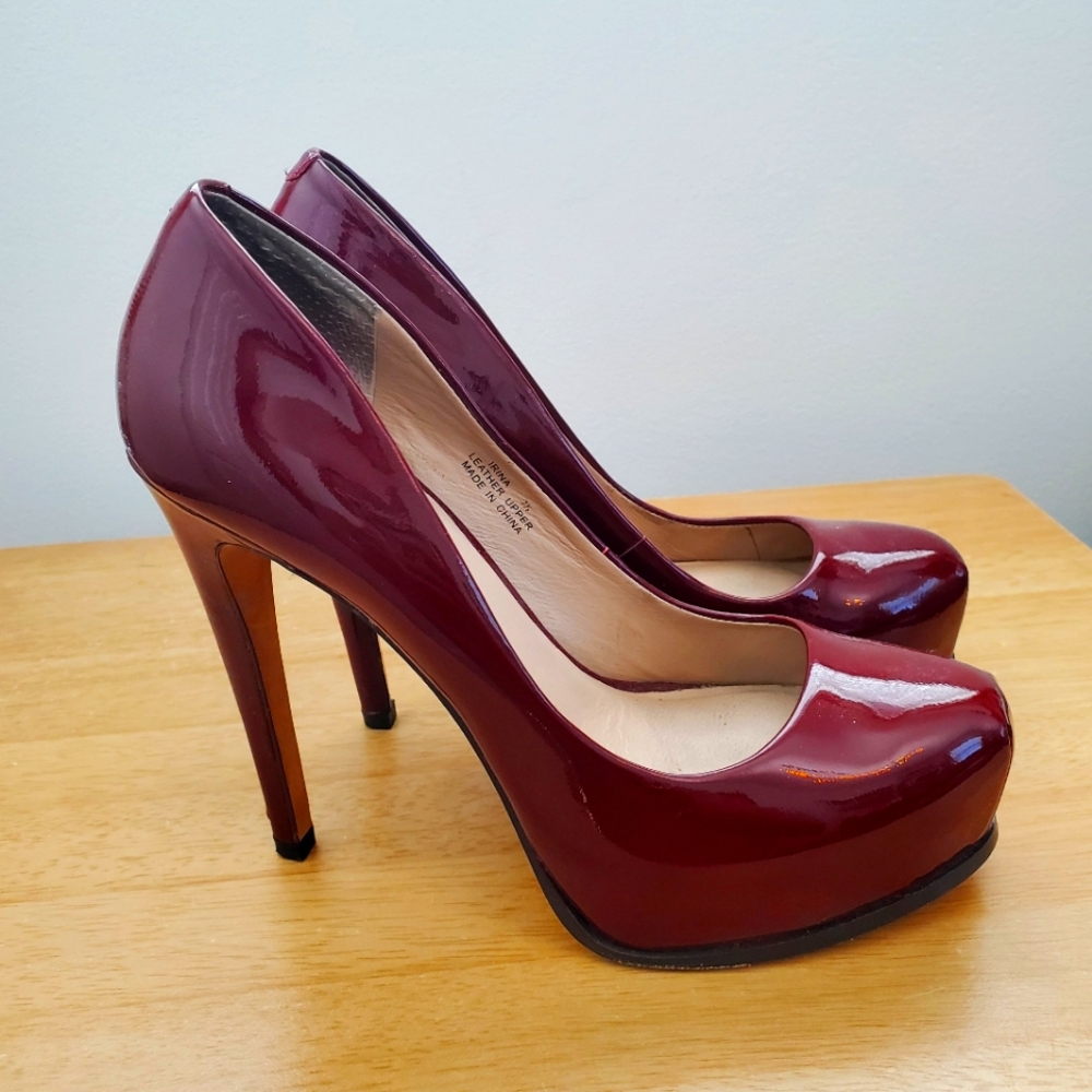 Burgundy Patent Leather High Heels